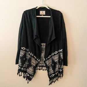 Black and white tribal inspired cardigan